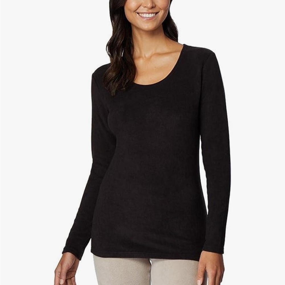 32 Degrees Women's Heavyweight Fleece Baselayer Crew Top, black, size XS. NWT